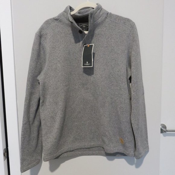 G.H. Bass & Co. Pullover Sweater Gray Quarter 1/4 Button Up Men's Small NWT - Picture 1 of 9
